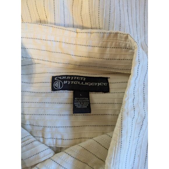 Counter Intelligence Men's L Shirt Button Up Long Sleeve Graphic Urban White Top - Picture 13 of 13